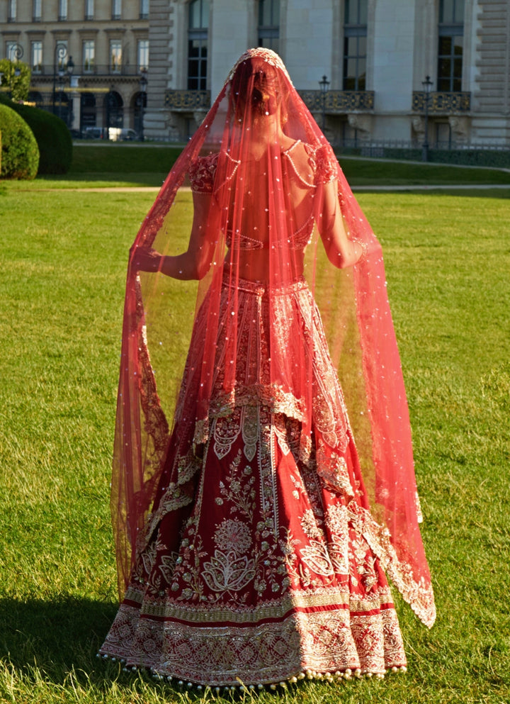 Red Embroidered Bridal Silk Lehenga Set Jigar and Nikita - Fabilicious Fashion
