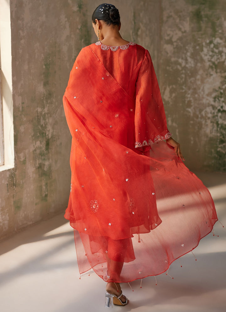 Red Embroidered Kurta Pant Set Zoon Tribe - Fabilicious Fashion