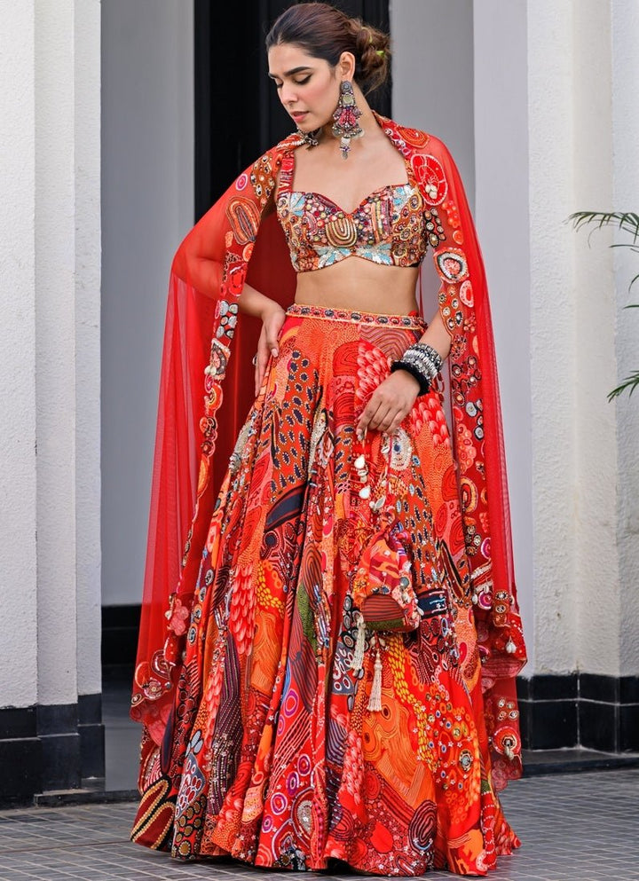 Red Printed Embroidered Potli - Add on Only Juhi Bengani - Fabilicious Fashion