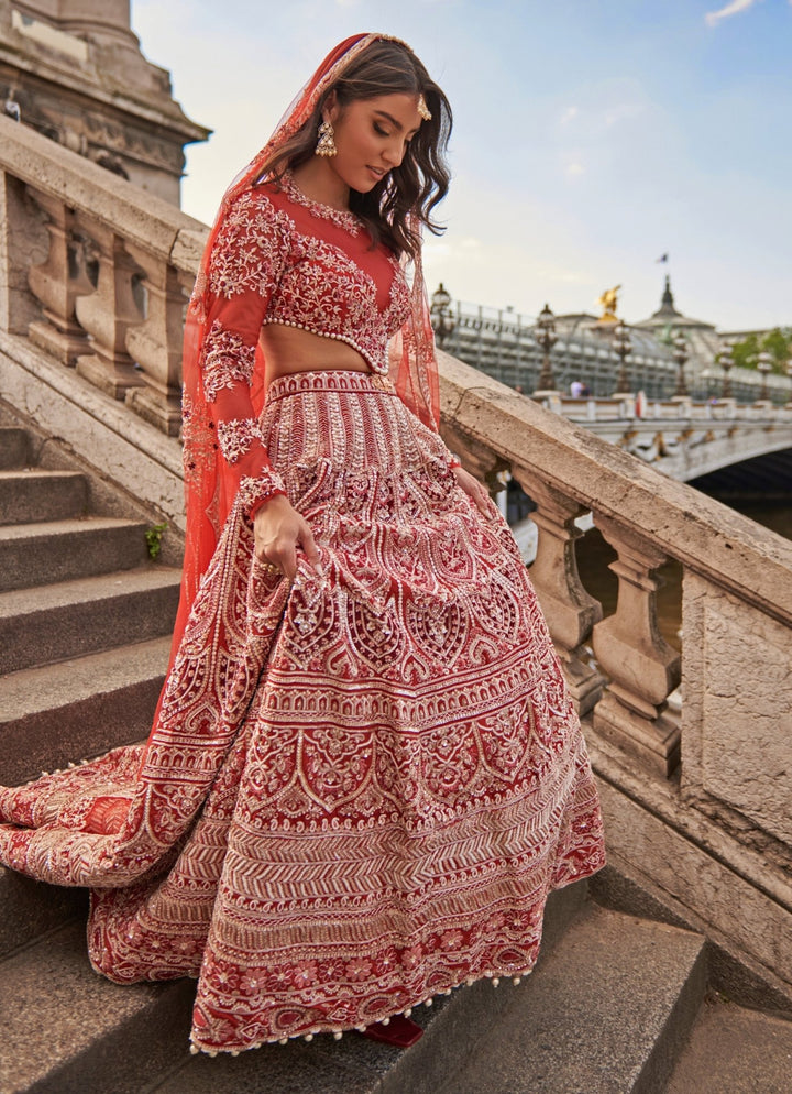 Regal Red Embroidered Bridal Silk Lehenga Set Jigar and Nikita - Fabilicious Fashion