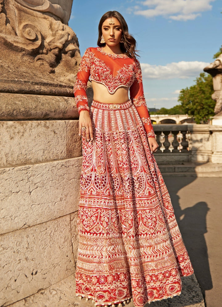 Regal Red Embroidered Bridal Silk Lehenga Set Jigar and Nikita - Fabilicious Fashion