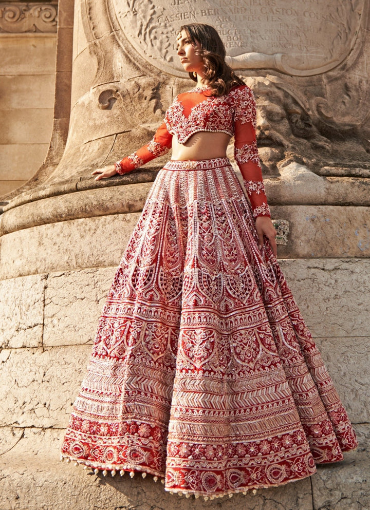 Regal Red Embroidered Bridal Silk Lehenga Set Jigar and Nikita - Fabilicious Fashion