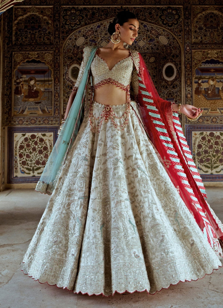 Silver Colour Tissue Embroidered Lehenga Nitika Gujral - Fabilicious Fashion