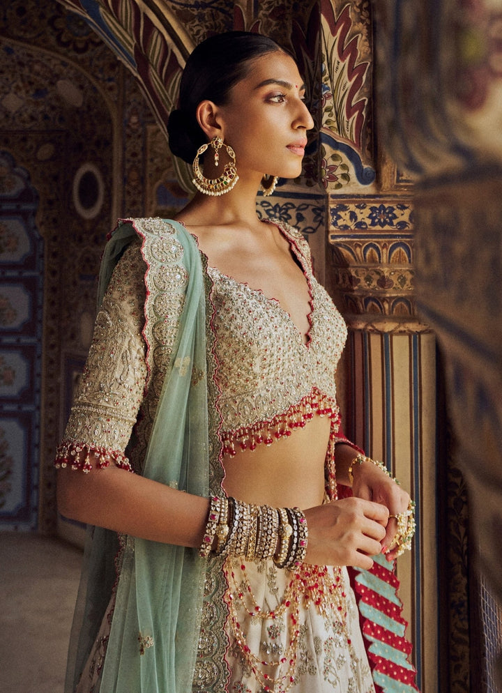Silver Colour Tissue Embroidered Lehenga Nitika Gujral - Fabilicious Fashion