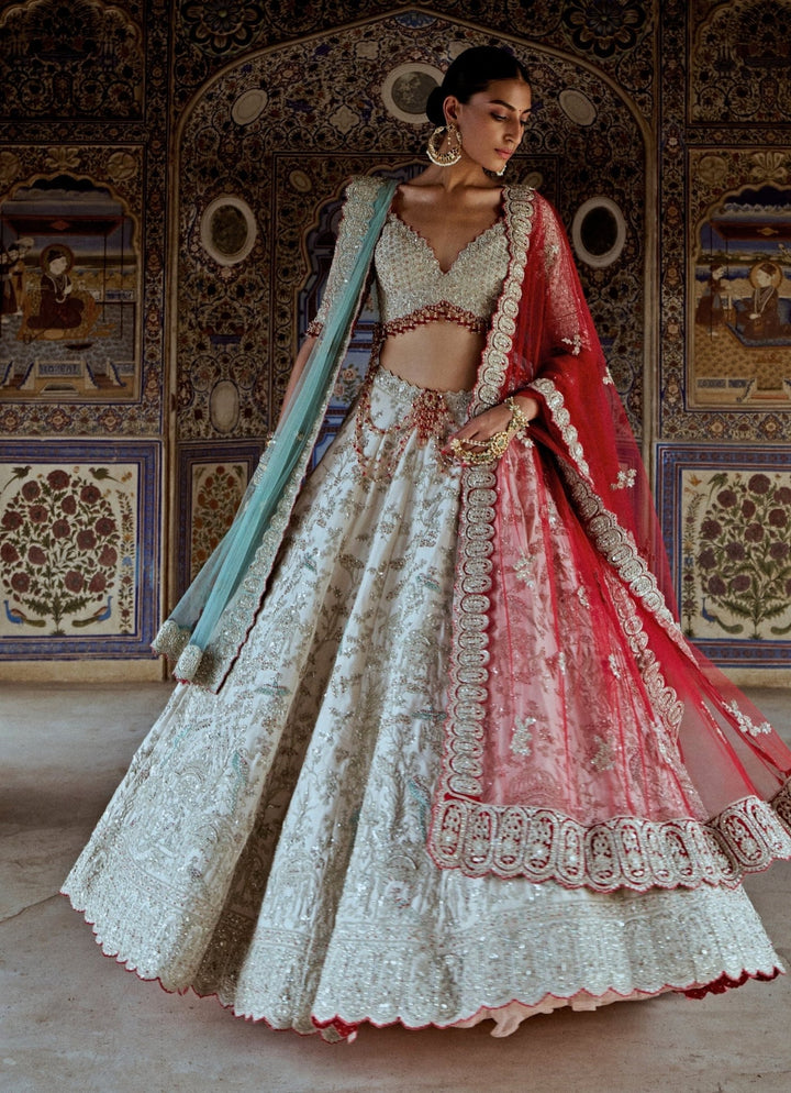 Silver Colour Tissue Embroidered Lehenga Nitika Gujral - Fabilicious Fashion