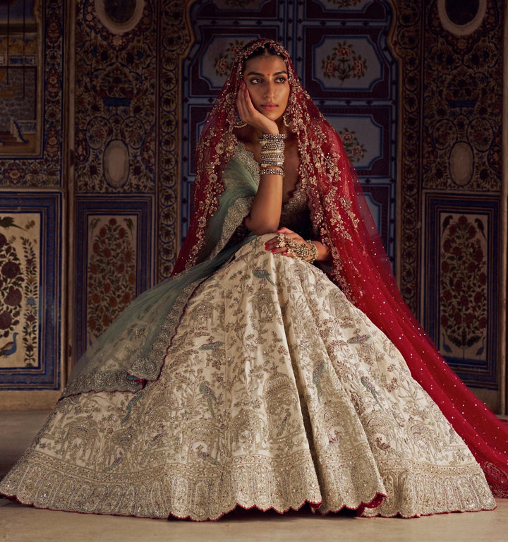 Silver Colour Tissue Embroidered Lehenga Nitika Gujral - Fabilicious Fashion