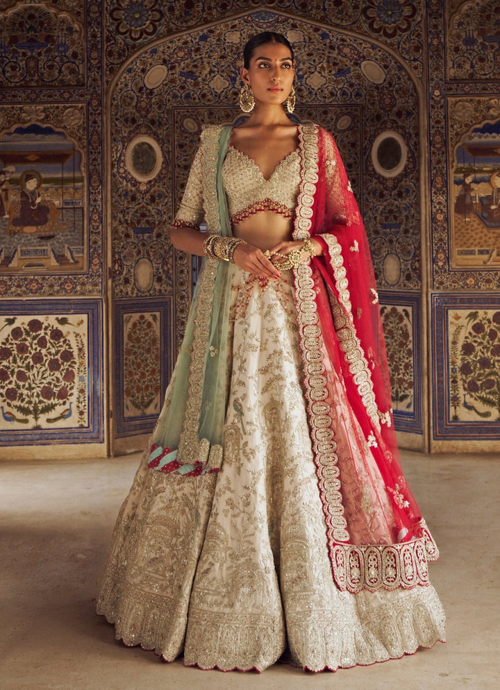 Silver Colour Tissue Embroidered Lehenga Nitika Gujral - Fabilicious Fashion
