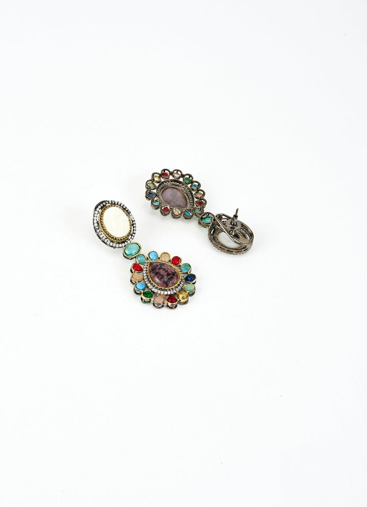 Silver Plated Multi Kundan And Polki Long Necklace Set Vivinia by Vidhi Mehra - Fabilicious Fashion