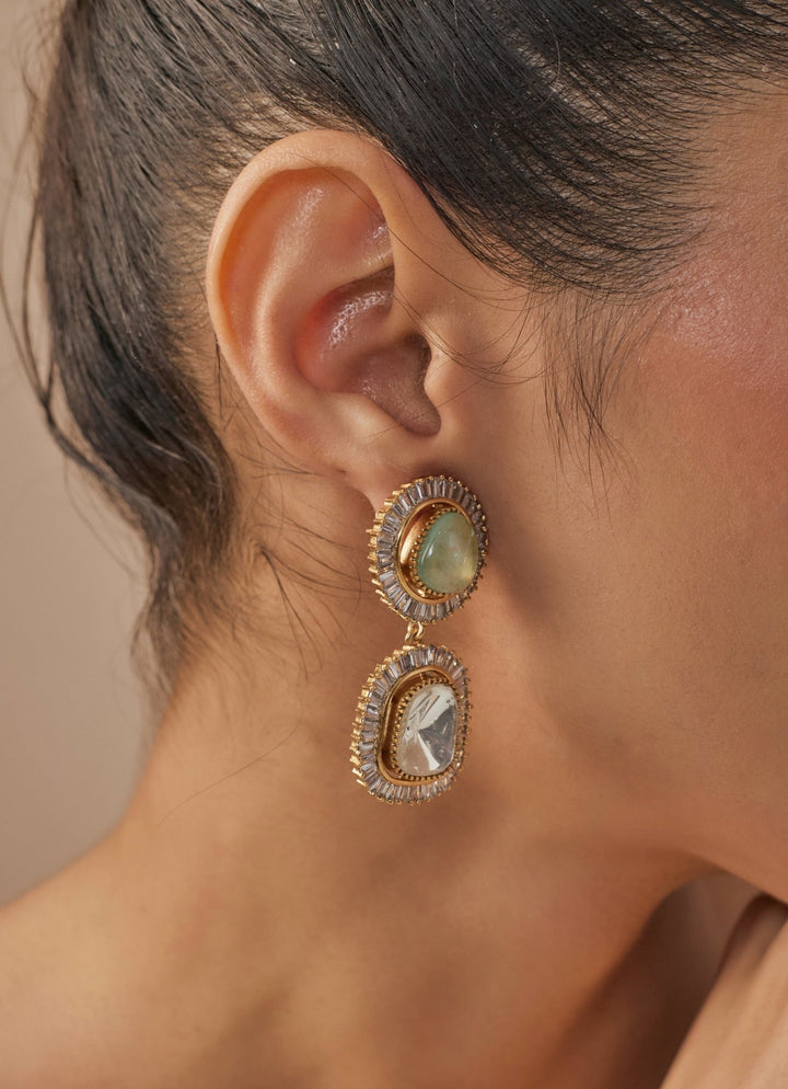 Silver Plated White Kundan Stone Earrings Vivinia by Vidhi Mehra - Fabilicious Fashion
