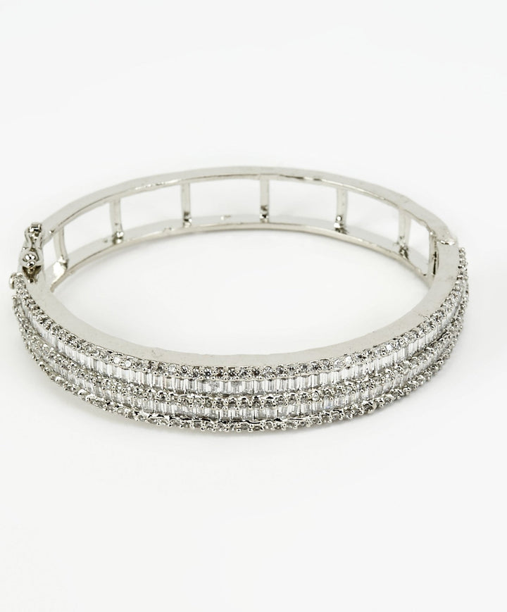 Silver Plated Zircon Stones Bangle Vivinia by Vidhi Mehra - Fabilicious Fashion