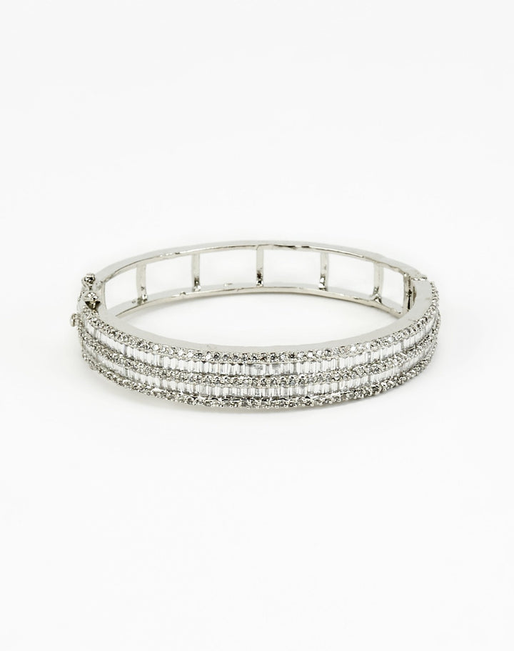 Silver Plated Zircon Stones Bangle Vivinia by Vidhi Mehra - Fabilicious Fashion