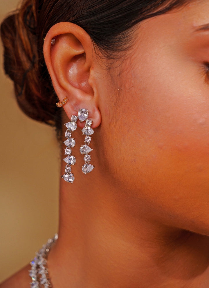 Two Line Faux Diamond Necklace Set Zevar by Geeta - Fabilicious Fashion