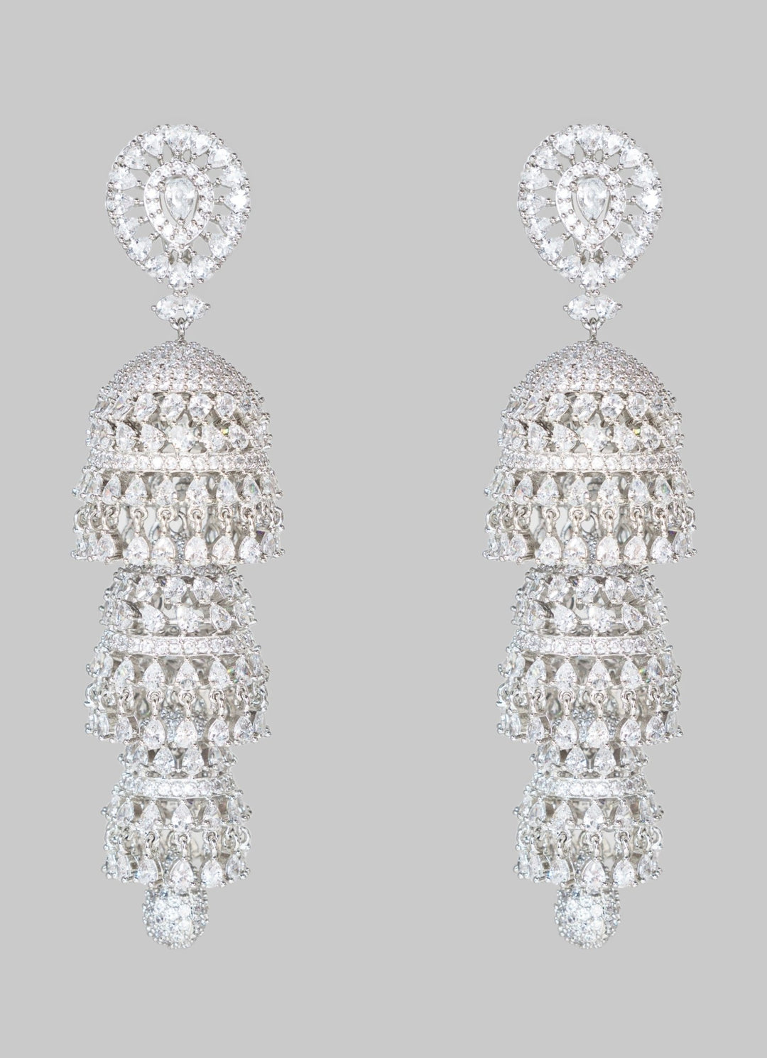 White Finish Diamond Dangler Earrings Zevar By Geeta - Fabilicious Fashion