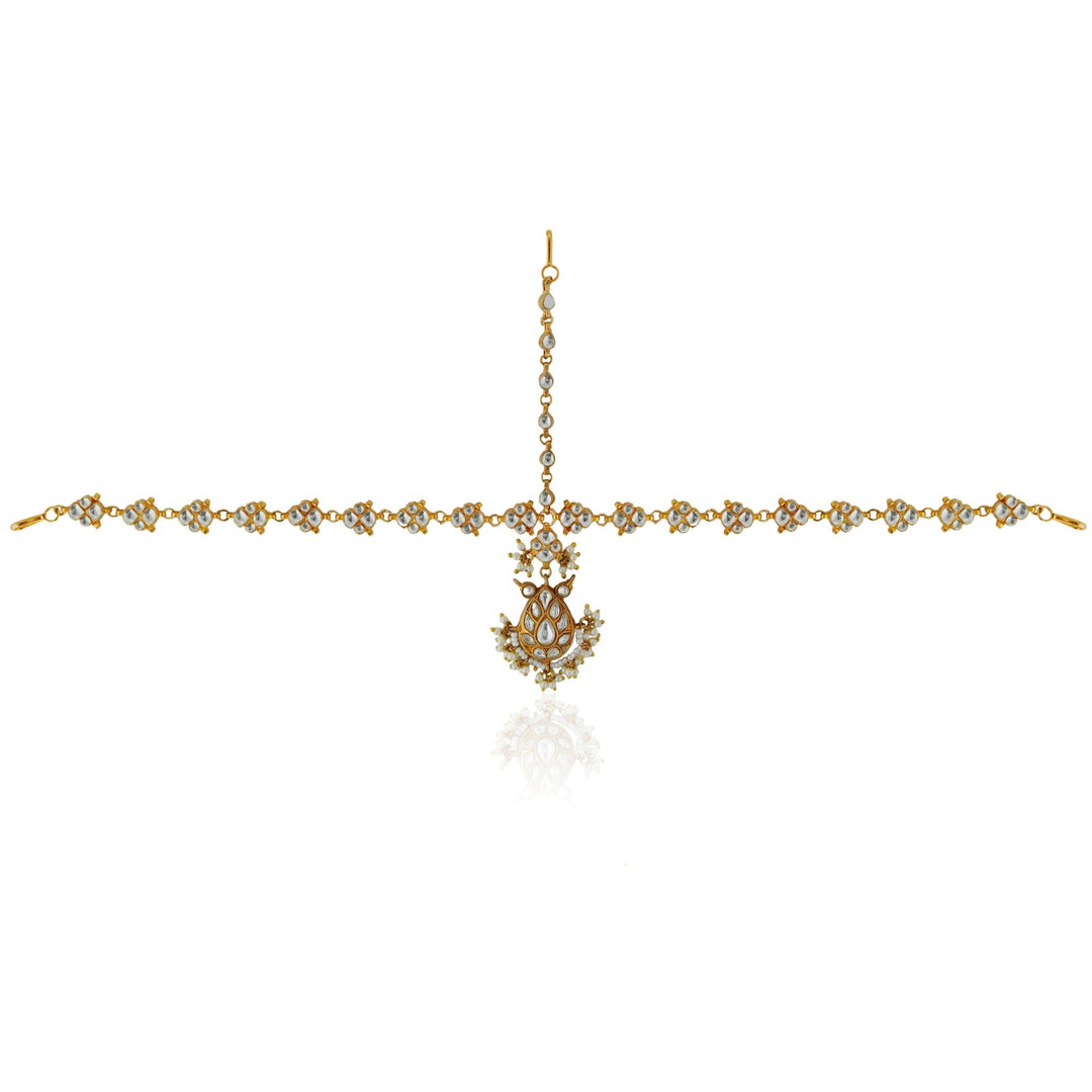 White Stone Traditonal Gold Plated Sheeshpatti Riana by Shikha Jindal - Fabilicious Fashion