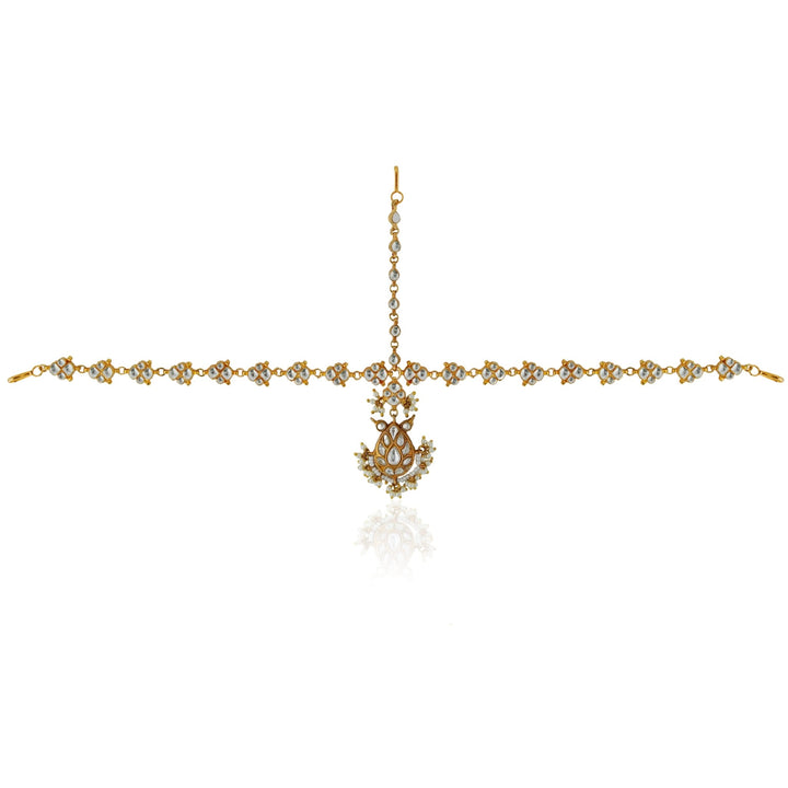White Stone Traditonal Gold Plated Sheeshpatti Riana by Shikha Jindal - Fabilicious Fashion