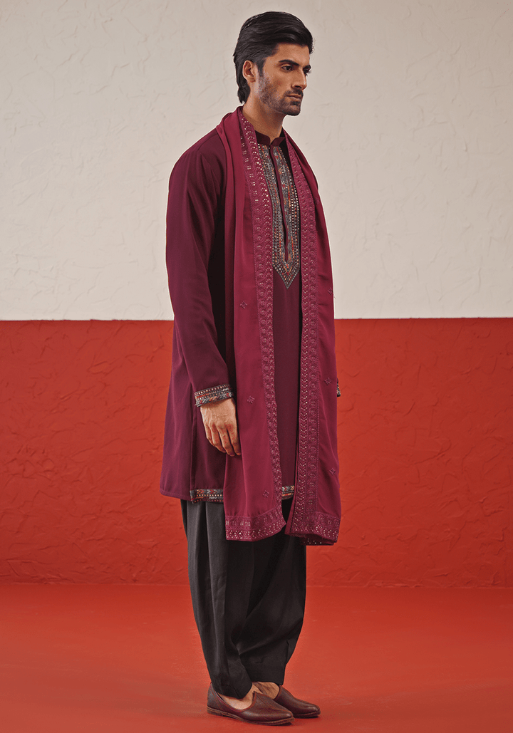 Wine Kurta Set With Dupatta Kalpraag - Fabilicious Fashion