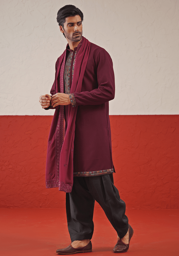 Wine Kurta Set With Dupatta Kalpraag - Fabilicious Fashion
