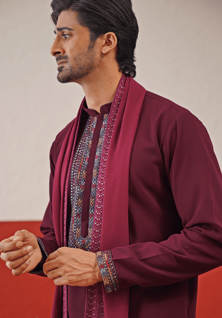 Wine Kurta Set With Dupatta Kalpraag - Fabilicious Fashion