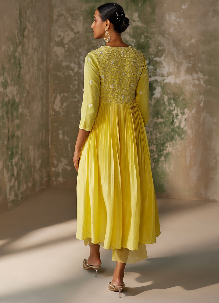 Yellow Embroidered Kurta Pant Zoon Tribe - Fabilicious Fashion