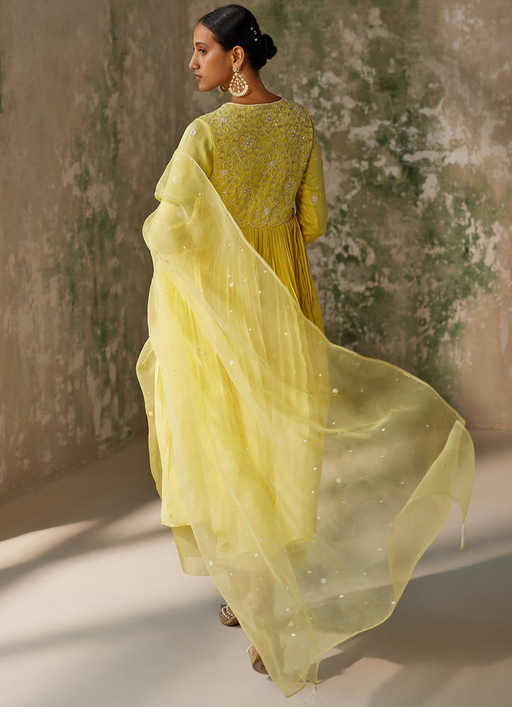 Yellow Embroidered Kurta Pant Zoon Tribe - Fabilicious Fashion