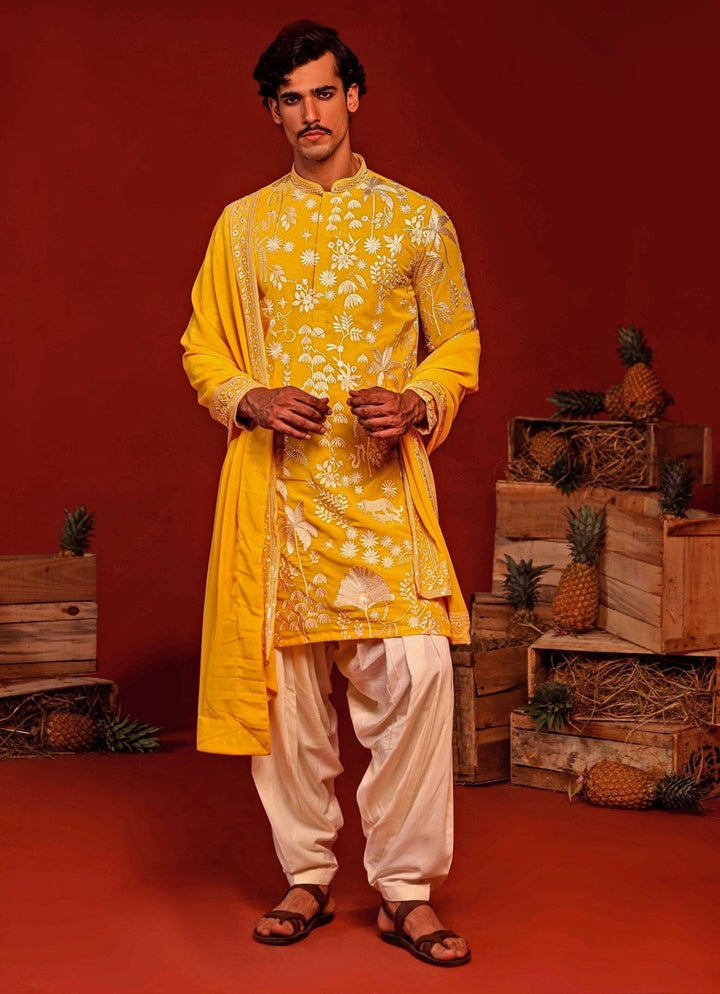 Yellow Embroidered Kurta Patiala Pant Set Kalpraag - Fabilicious Fashion