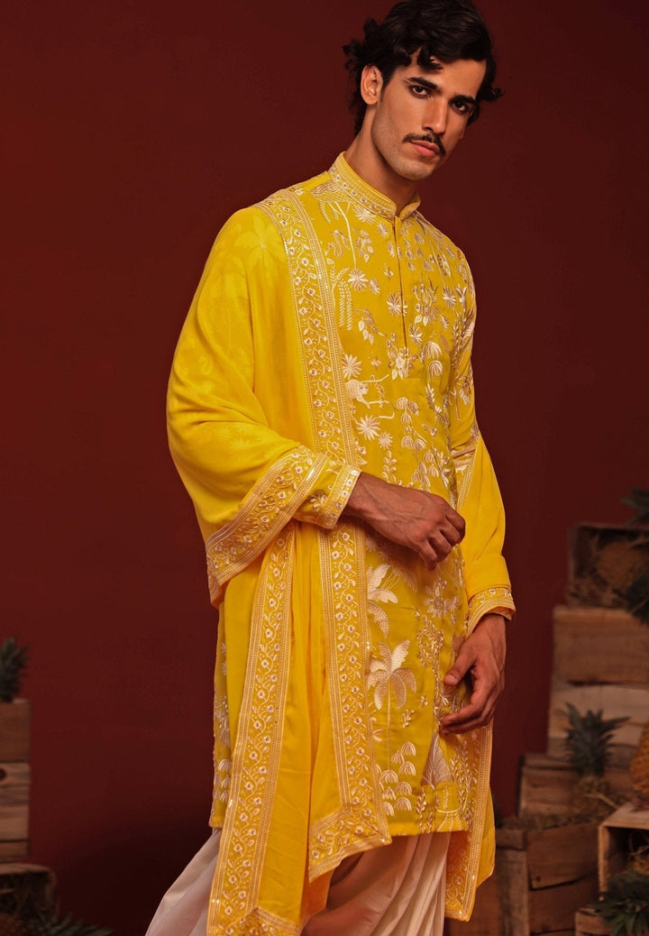 Yellow Embroidered Kurta Patiala Pant Set Kalpraag - Fabilicious Fashion