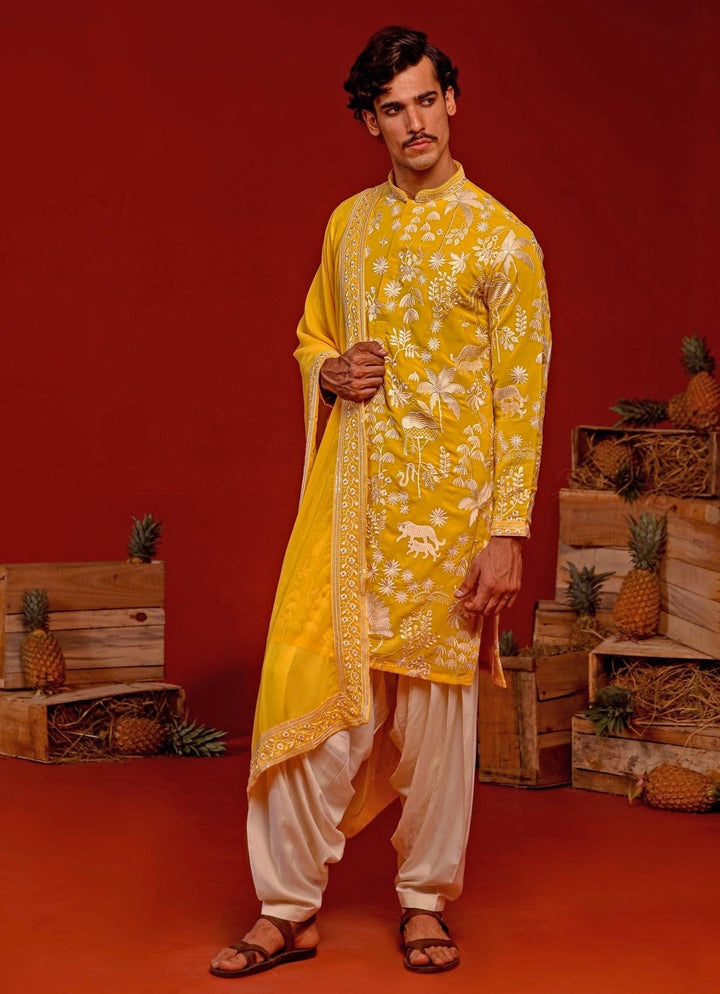 Yellow Embroidered Kurta Patiala Pant Set Kalpraag - Fabilicious Fashion
