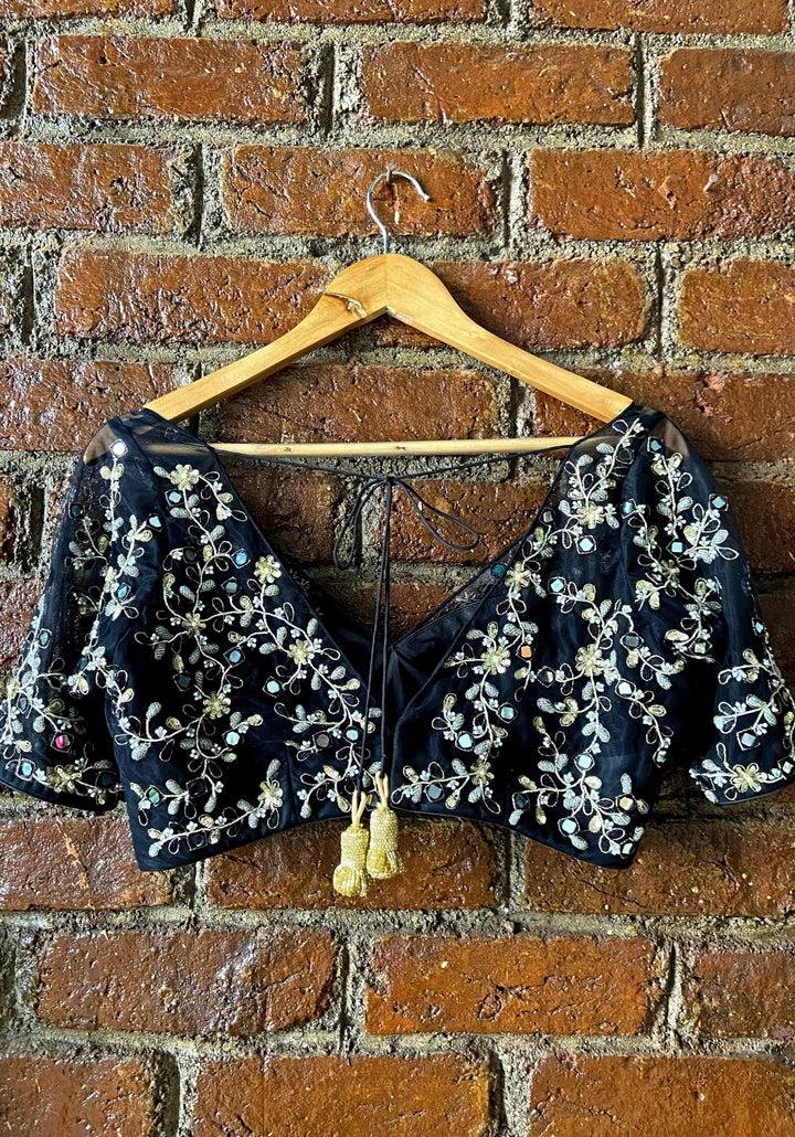 Black and Muted Gold Floral Embroidered Lehenga Priti Sahni - Fabilicious Fashion