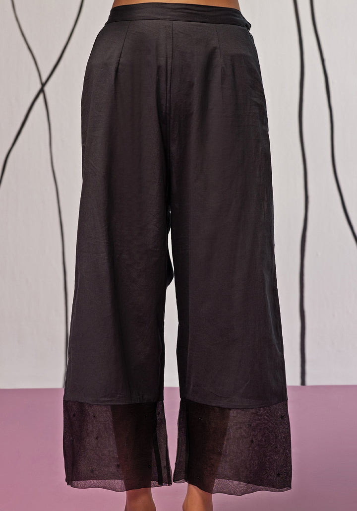 Black Organza Kurta Pants Set Zoon Tribe - Fabilicious Fashion