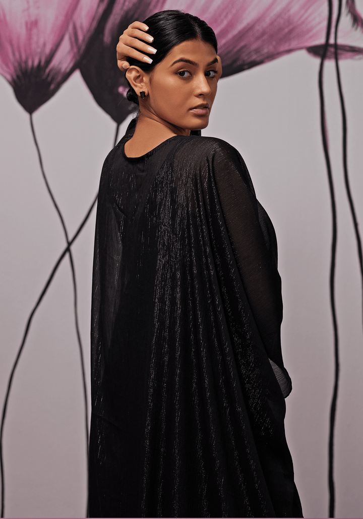 Black Soft Georgette Motif Embroidered Kaftan Zoon Tribe - Fabilicious Fashion