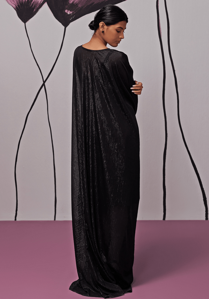 Black Soft Georgette Motif Embroidered Kaftan Zoon Tribe - Fabilicious Fashion