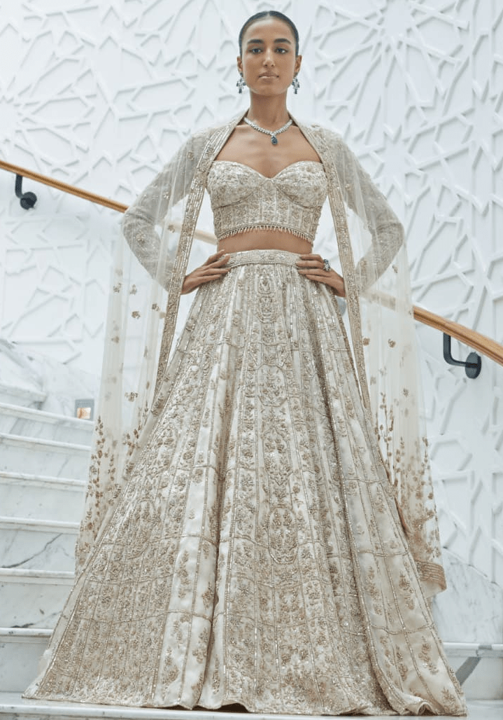 Champagne Bridal Lehenga Set Nitika Gujral - Fabilicious Fashion