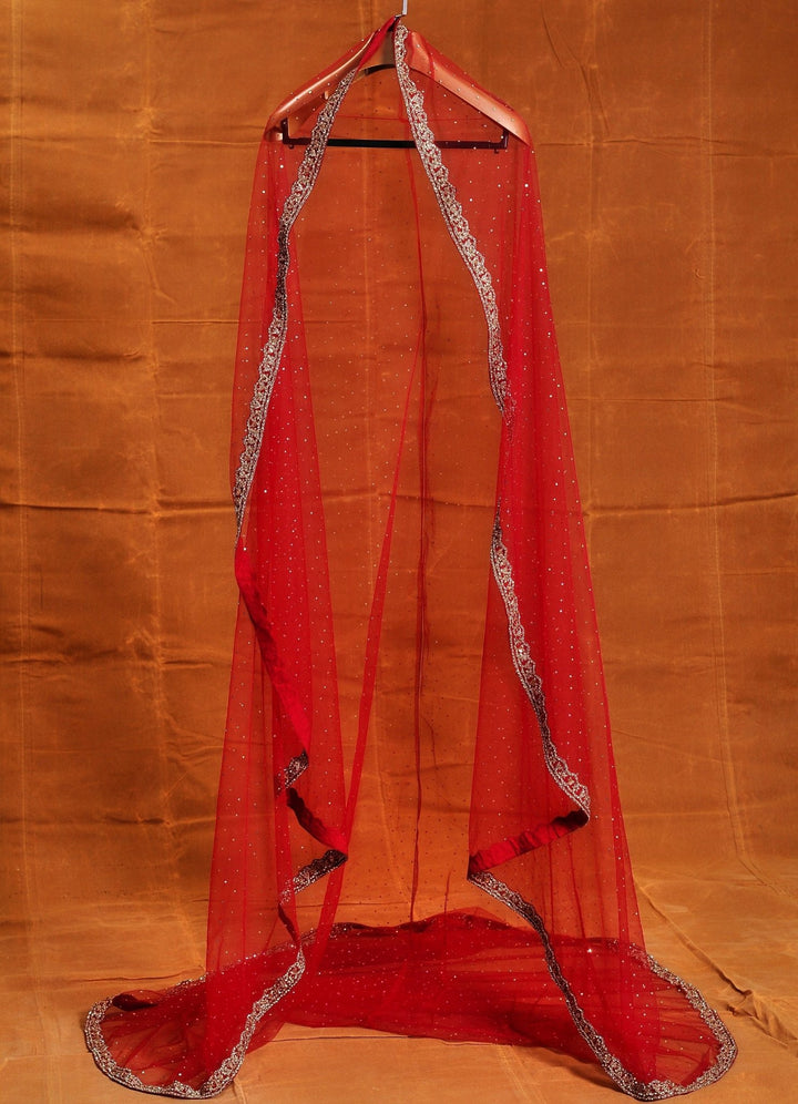 Crimson Red Bridal Silk Lehenga Set With Floral Embellishments Nitika Gujral - Fabilicious Fashion