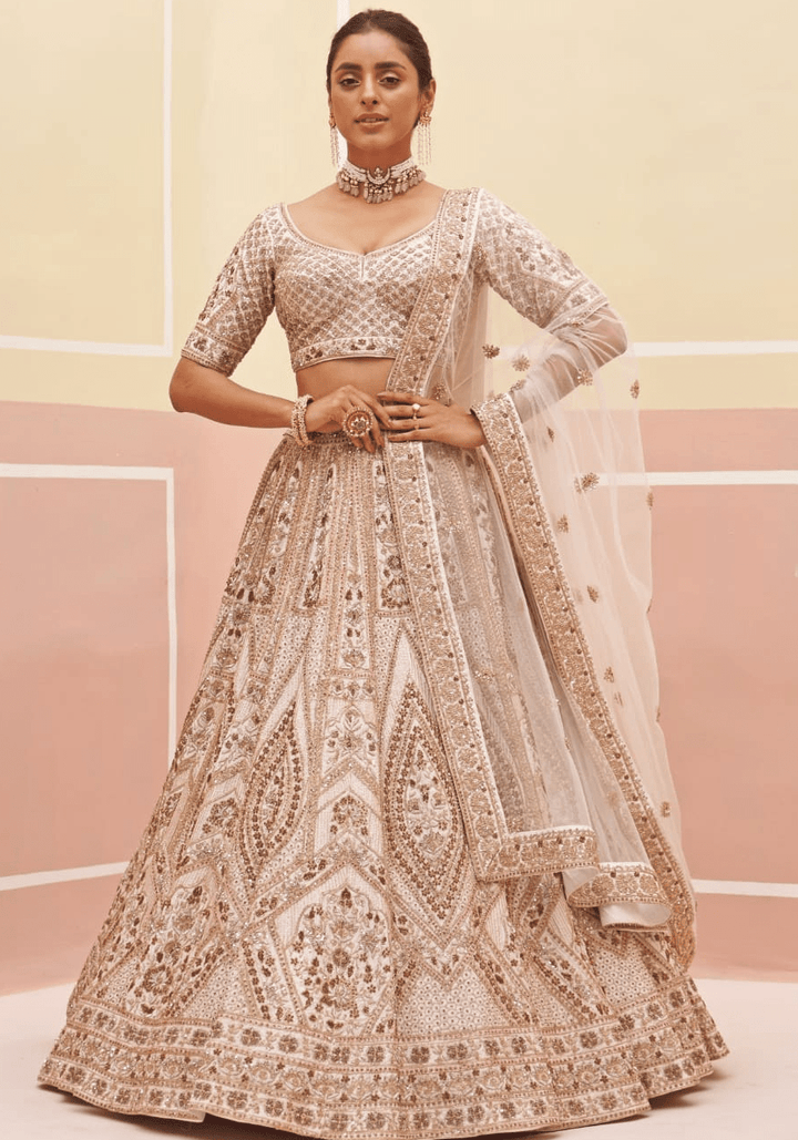 Dusty Pink And Gold Bridal Lehenga Angad Singh - Fabilicious Fashion