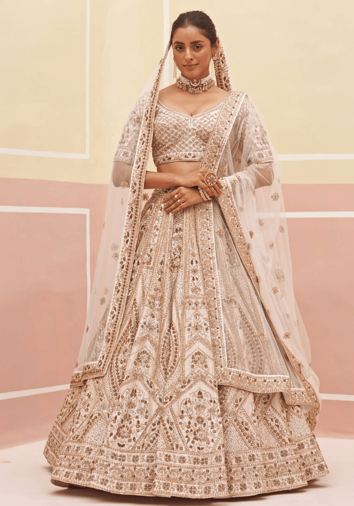 Dusty Pink And Gold Bridal Lehenga Angad Singh - Fabilicious Fashion