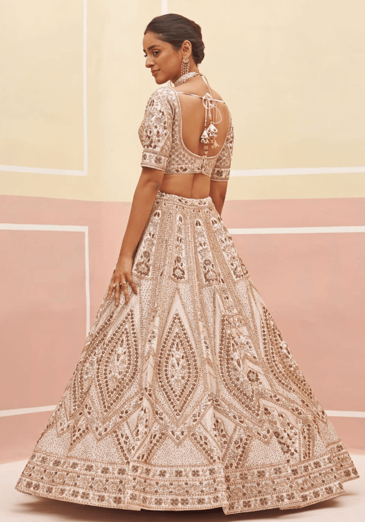 Dusty Pink And Gold Bridal Lehenga Angad Singh - Fabilicious Fashion