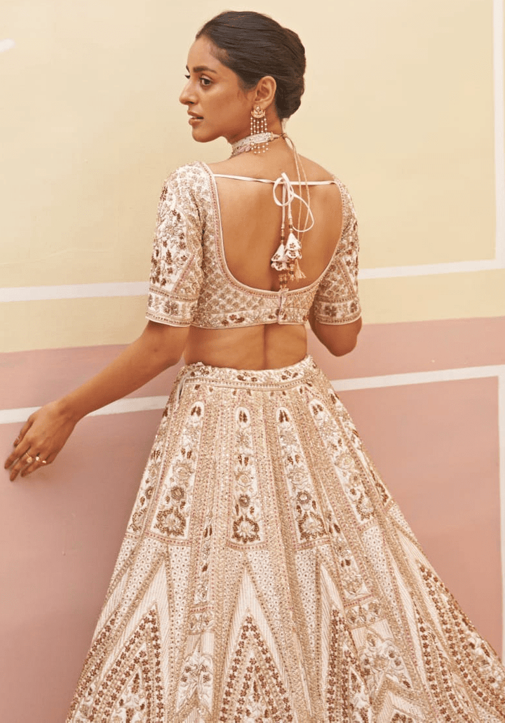 Dusty Pink And Gold Bridal Lehenga Angad Singh - Fabilicious Fashion