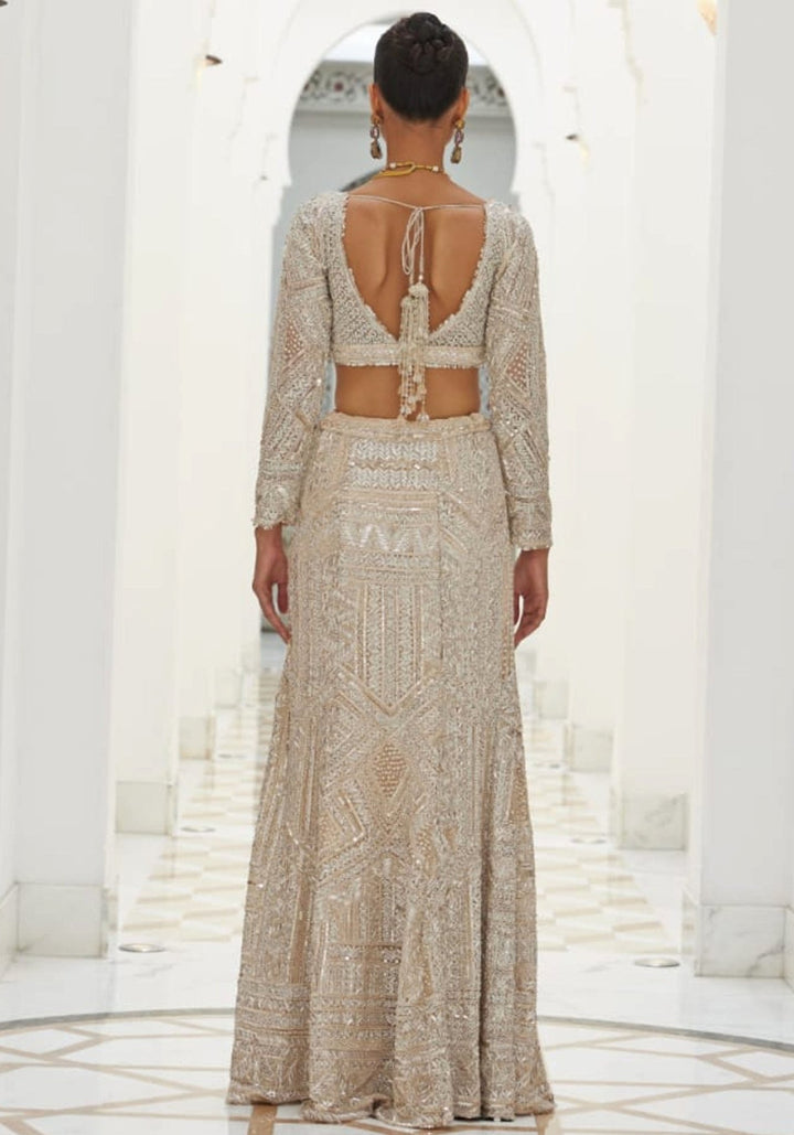 Dusty Pink Embroidered Slit Lehenga Set Nitika Gujral - Fabilicious Fashion