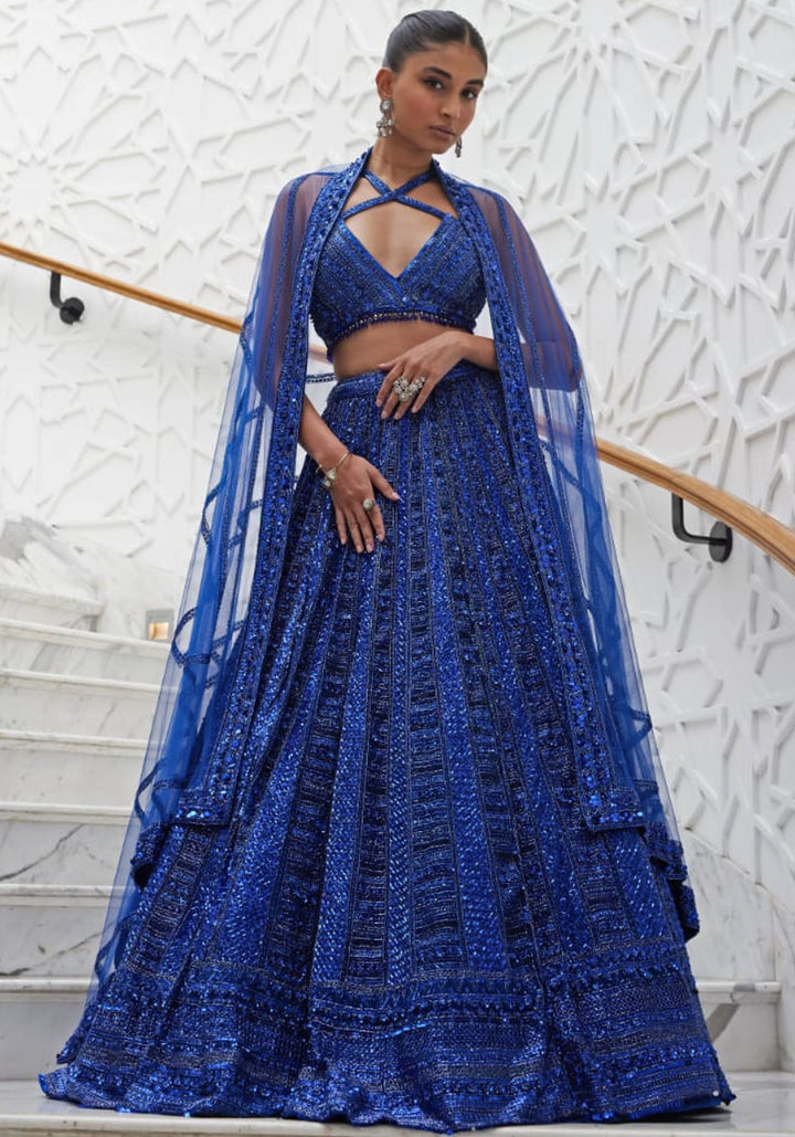 Electric Blue Bridal Lehenga Set Nitika Gujral - Fabilicious Fashion