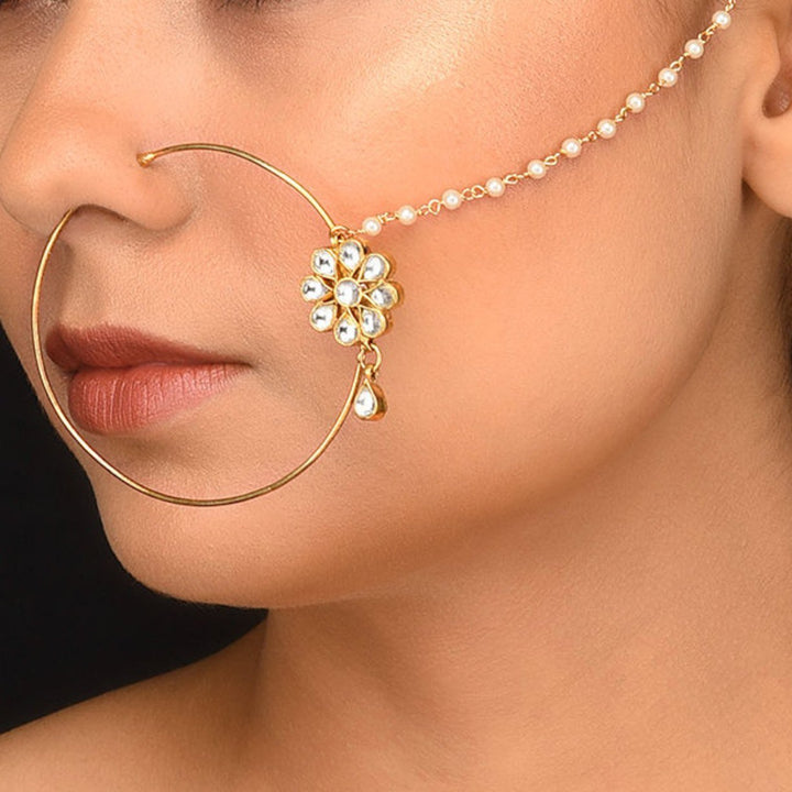 Flower Nath With Drop Riana by Shikha Jindal - Fabilicious Fashion