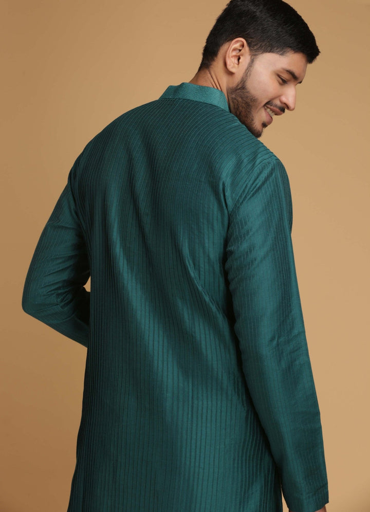 Green Jewelled Tone Silk Kurta Set Chatenya Mittal - Fabilicious Fashion