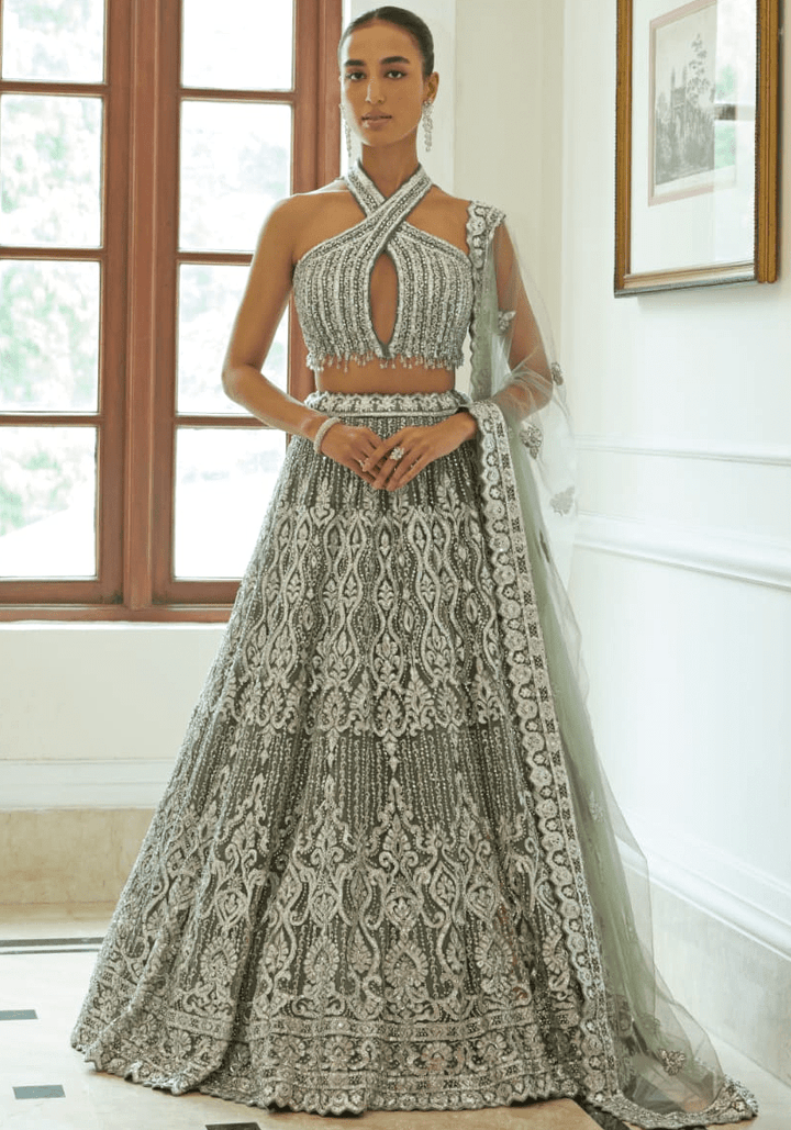 Grey Bridal Lehenga Set Nitika Gujral - Fabilicious Fashion