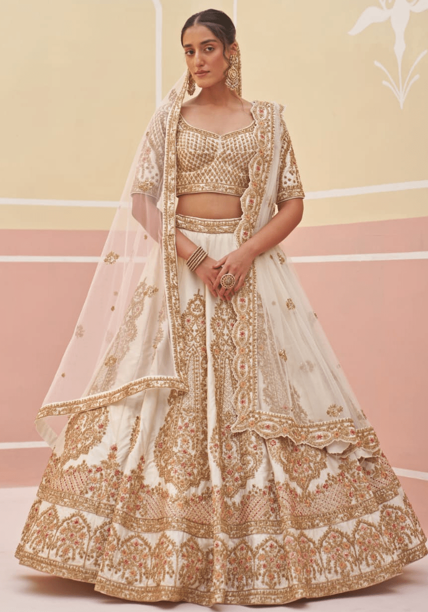 Rang Ivory & Gold Embroidered Lehenga Set