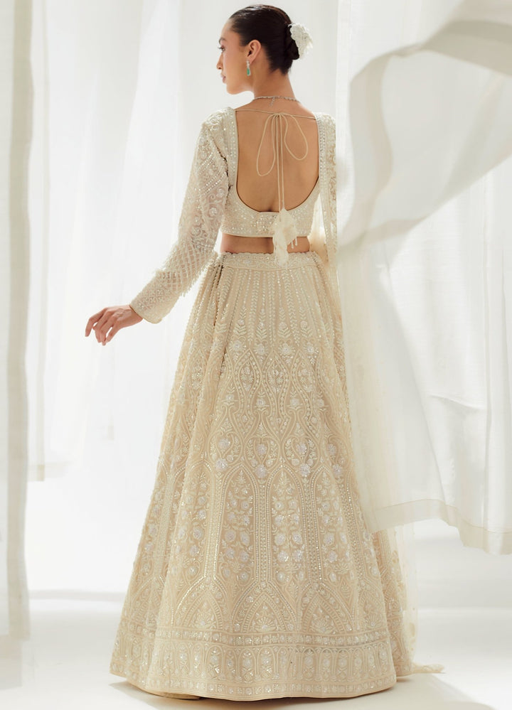 Ivory Embellished Organza Lehenga Set With Net Dupatta Suhino - Fabilicious Fashion
