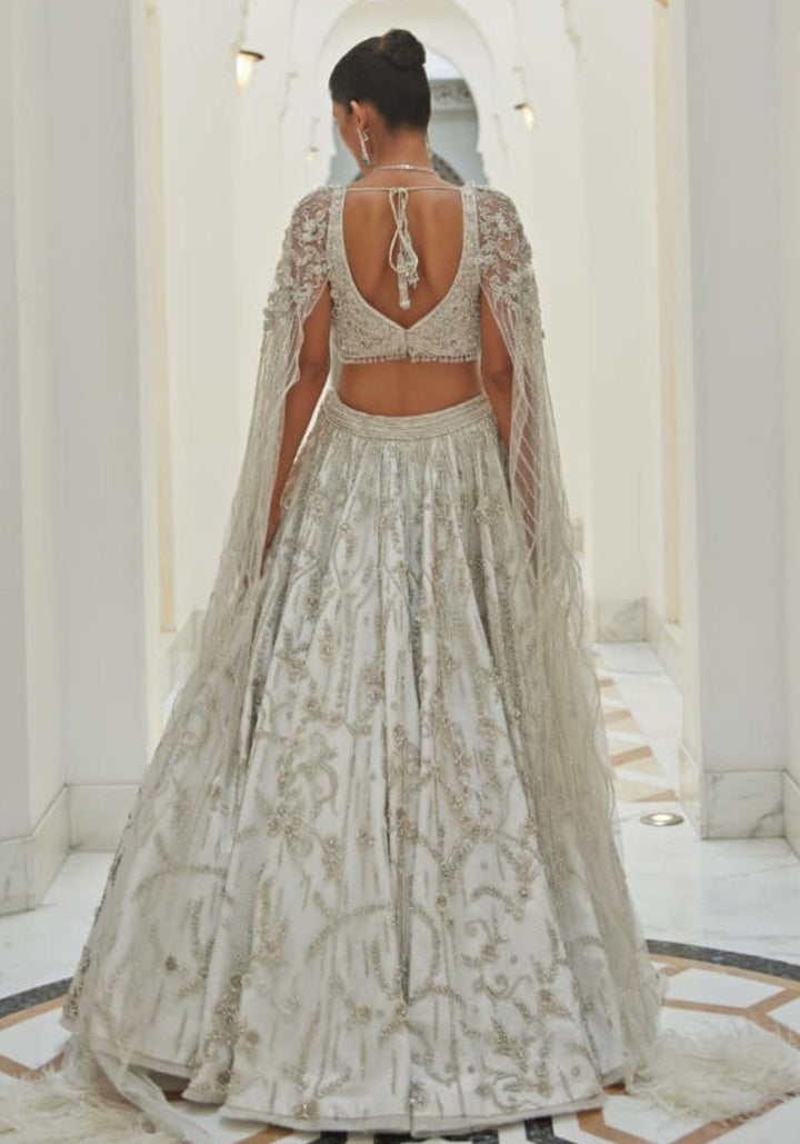 Ivory Embroidered Bridal Lehenga Set Nitika Gujral - Fabilicious Fashion