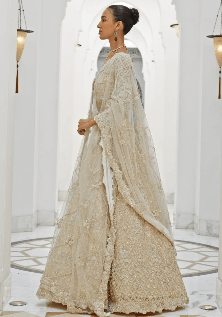 Ivory Embroidered Bridal Lehenga Set Nitika Gujral - Fabilicious Fashion