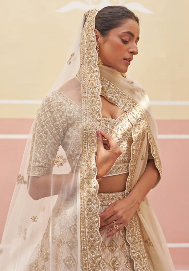 Ivory Embroidered Bridal Lehenga Angad Singh - Fabilicious Fashion