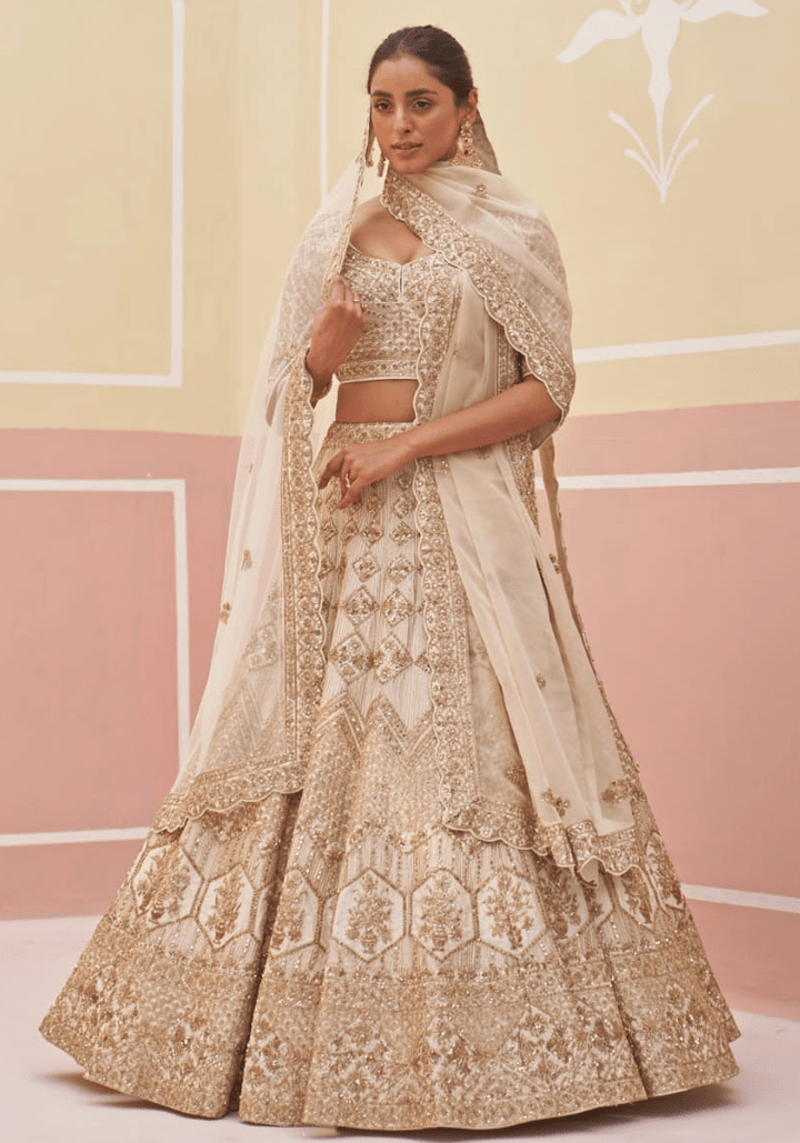 Ivory Embroidered Bridal Lehenga Angad Singh - Fabilicious Fashion