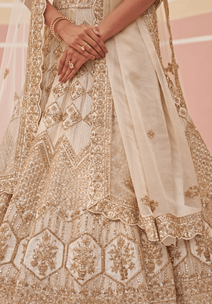 Ivory Embroidered Bridal Lehenga Angad Singh - Fabilicious Fashion
