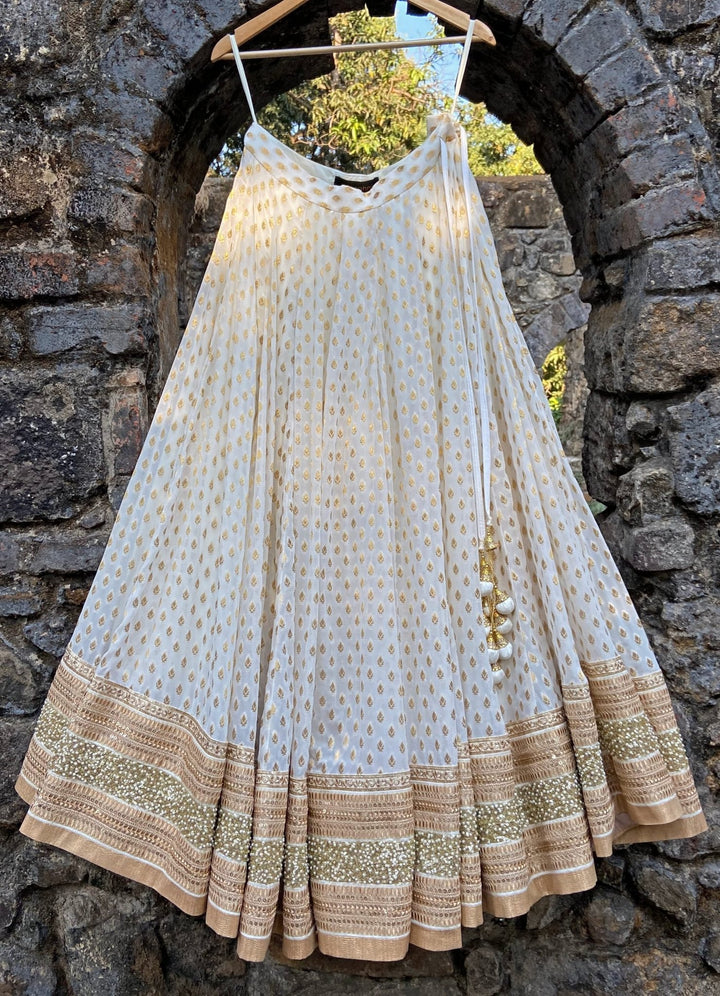 Ivory Mirror Bustier Lehenga Set Priti Sahni - Fabilicious Fashion